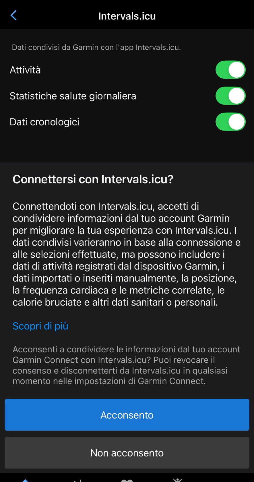 Garmin Connect consents